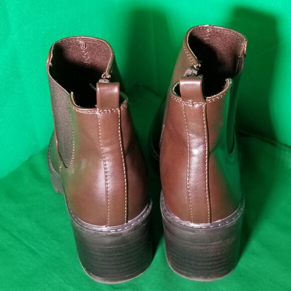 Lane Bryant Brown Chunky Lug Platform Ankle Boots Size 9 Wide Box Heel Sturdy - Picture 4 of 7